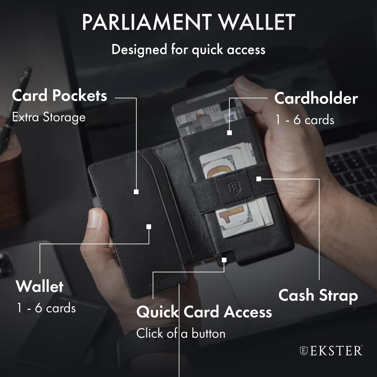 Ekster Parliament Men's Wallet RFID Blocking Leather Minimalist