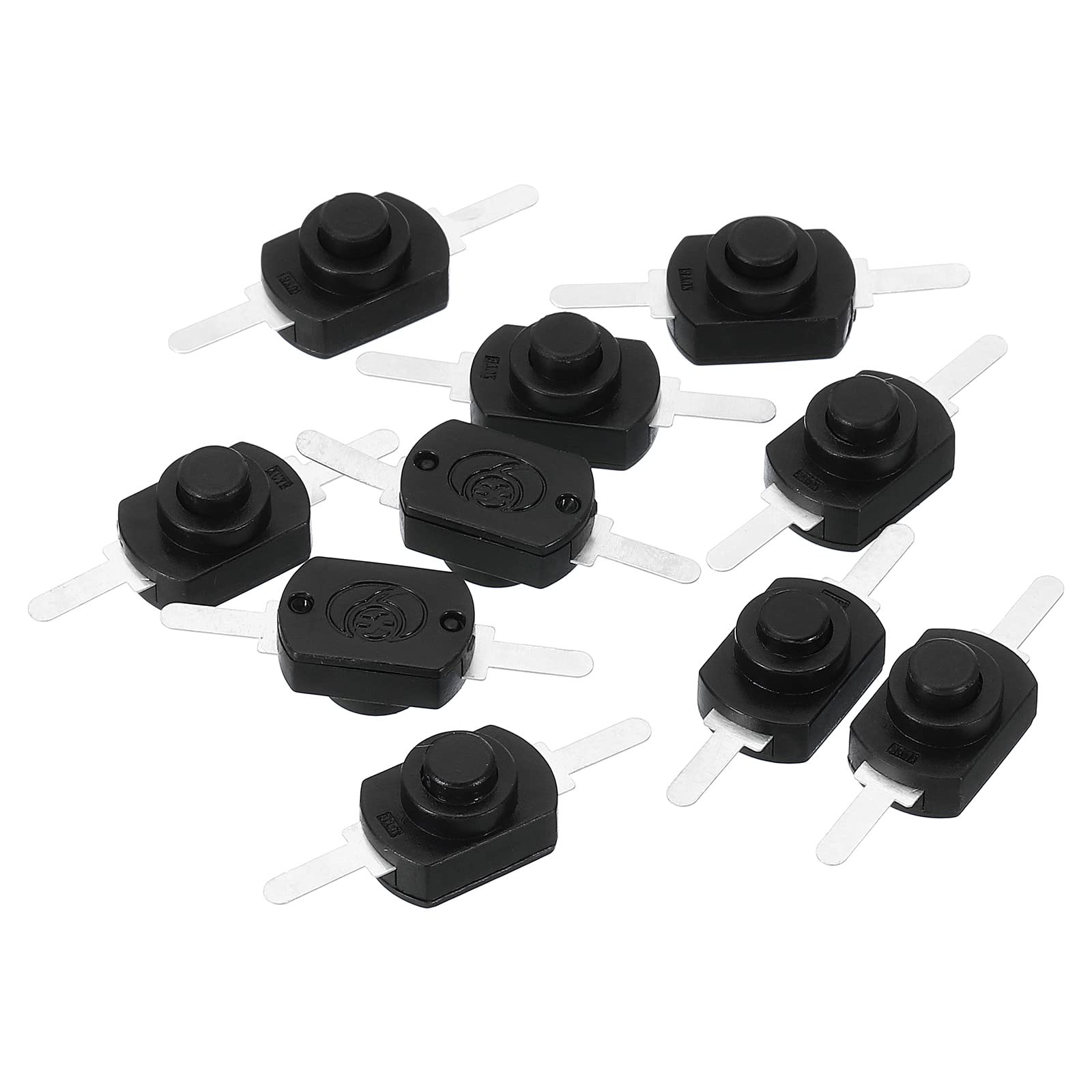 PATIKIL Latching Push Button Switch, 10 Pcs Straight Pin On/Off Self-lock DC 30V 1A Micro Control Switch for Flashlight Light Lamp Wall Outlet DIY, Black