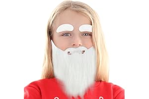 White Dwarf Costume Fake Beard, Cosplay Dwarf White Costume Beard, Costumes Beards Santa Mustache for Kids, Soft Comfortable 
