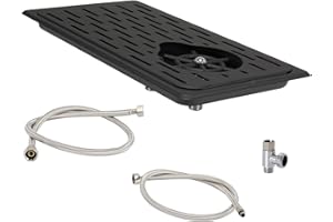 DIBTSA Pitcher Rinser, Espresso Rinser with Spray, Drain and Drip Tray, 304 Stainless Steel Bar Glass Rinser for Sink, Cup Washer for Home Kitchen Hotel Cafe Restaurant (Black 16.7x9.1x1.2 Inch)