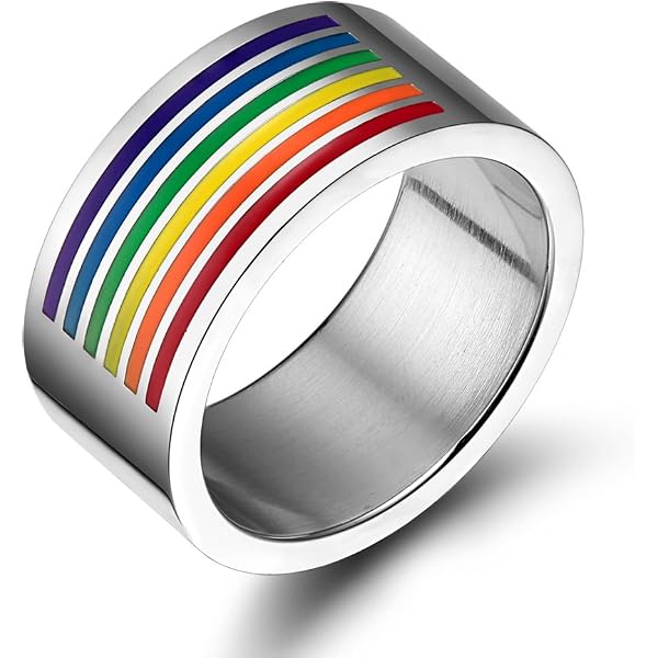 Gay Pride Rainbow Triangles Stainless Steel Ring – Lesbian Pride – 316L Surgical Steel – Size Selectable