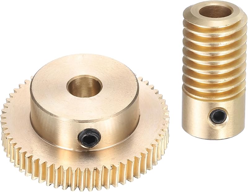 sourcing map 0.5M Worm Gear Set 60:1 Reduction 5mm Shaft 6mm Wheel Gearbox Brass