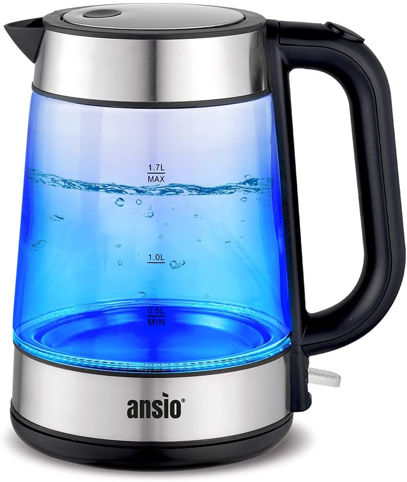 Electric Kettle 2200W 1.7L Cordless, Glass Kettle with Electric Kettle 2200W 1.7L Cordless, Glass Kettle with