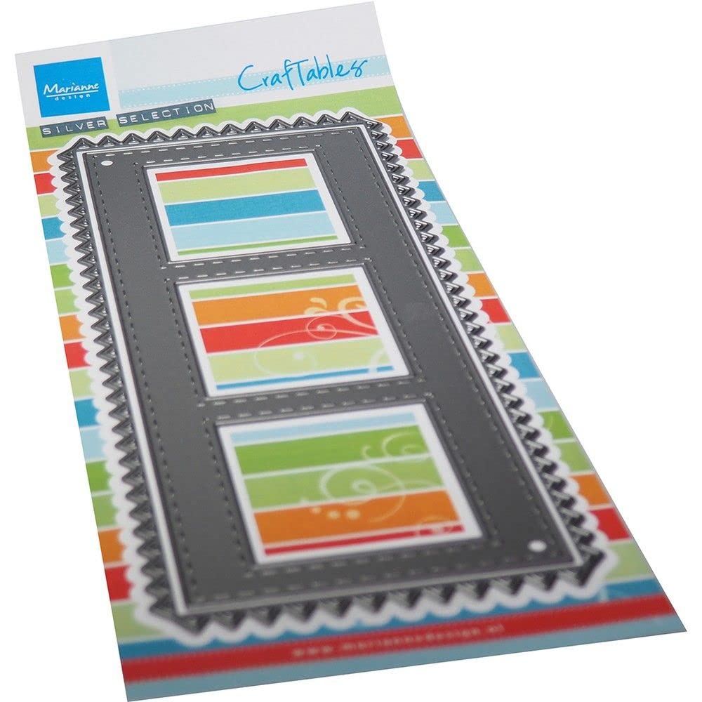 Marianne Design Craftables, Slimline 3 Squares, for Paper Craft Projects, Silver or White, One Size