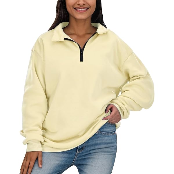 Amazon.com: Roleine womens quarter zip pullover,half zip pullover  women,Women抯 Oversized Half Zip Sweatshirt Drop Shoulder Long Sleeves  Collar Quarter 1/4 Zipper Pullover : Clothing, Shoes u0026 Jewelry