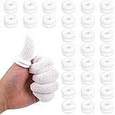 30Pcs Finger Bandage Elastic Breathable Cotton Finger Cots Tubular Fingertip Protector Reusable Thumb Bandage for Finger Sprains First Aid Scald Protection Gardening Work(White)