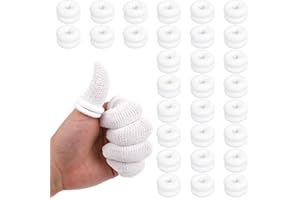 DIVINA VITAE 30Pcs Finger Bandage Elastic Breathable Cotton Finger Cots Tubular Fingertip Protector Reusable Thumb Bandage for Finger Sprains First Aid Scald Protection Gardening Work(White)