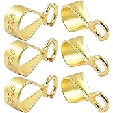 Moicstiy 6Pcs 925 Sterling Silver Slider Pendant Clasp with Open Loop, Jewelry Bails for Pendants (Gold)