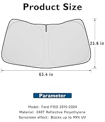 BIBLOZ Car Windshield Sun Shade for Ford F150