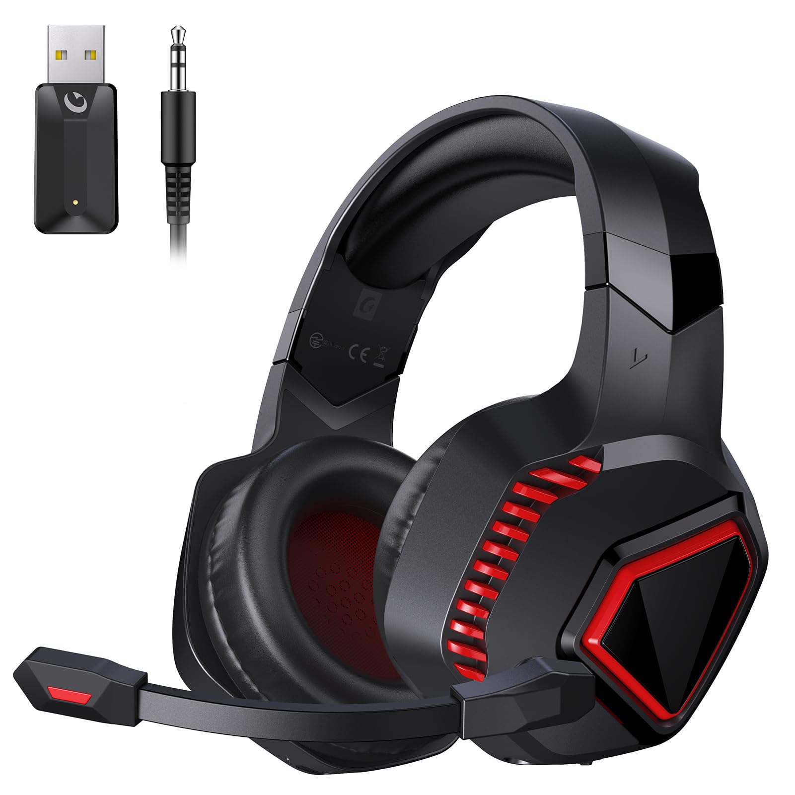 Kapeydesi Wireless Gaming Headset, 2.4Ghz Noise Cancelling Headphones For Ps5, Ps4, Pc, Switch, Bluetooth Headset With Microphone, 3.5Mm Wired Mode For Xbox Series