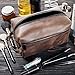 Leather Toiletry Bag Dopp Kit by Rachiba - Mens Leather Toiletry Bag, Shaving and Grooming Kit for Travel, Bathroom Cosmetic Pouch Case - Red Brown Leather - Gift Idea for Men