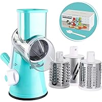Cambom Manual Rotary Cheese Grater - Round Mandoline Slicer with Strong Suction Base, Vegetable Slicer Nuts Grinder…