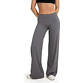 SUUKSESS Women Wide Leg Yoga Pants High Waisted Tummy Control Workout Leggings