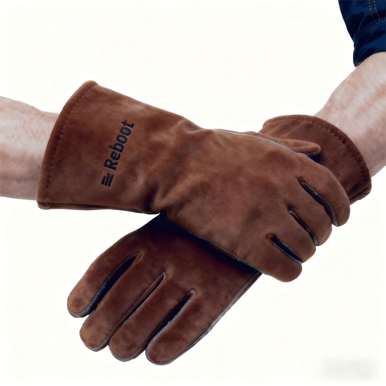 Reboot 16-Inch Heat Resistant & Fire Retardant Gloves - Made from Leather for Welding, BBQ, Wood Burner, Oven & Animal Handling, 500°C Protection, Unisex Fit