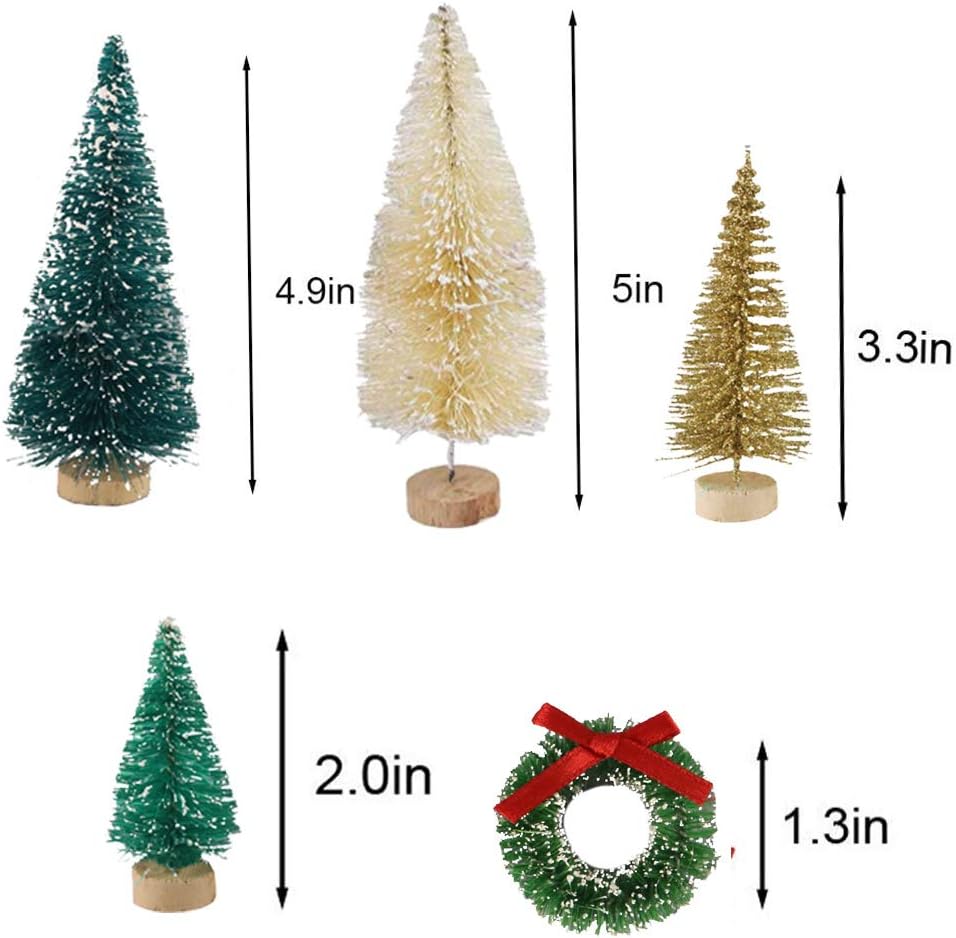 jiulonerst 34pcs Miniature Christmas Trees Bottle Brush Trees Perfect for Village Scene Decorating, Christmas Table Top Decorations