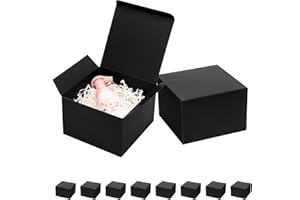 Mcfleet Black Gift Boxes with Lids 6x6x4 Inches 10 Pack Groomsmen Proposal Cardboard Craft Small Gift Box for Christmas, Wedding, Graduation, Holiday, Birthday Presents Packaging
