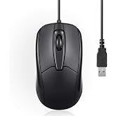 Perixx PERIMICE-209 3 Button USB Wired Mouse - Optical - 1000 DPI - 5.9 Ft Cable - Black