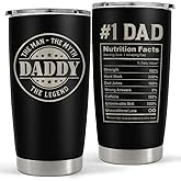 SANDJEST Daddy The Man The Myth The Legend Tumbler with Lid - 20oz Insulated Stainless Steel Mug - Coffee Mug for Sport Office Travel
