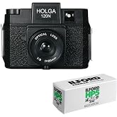 Holga 120N Medium Format Film Camera (Black) with Ilford HP5 Plus Black and White Negative Film 120mm Single Roll