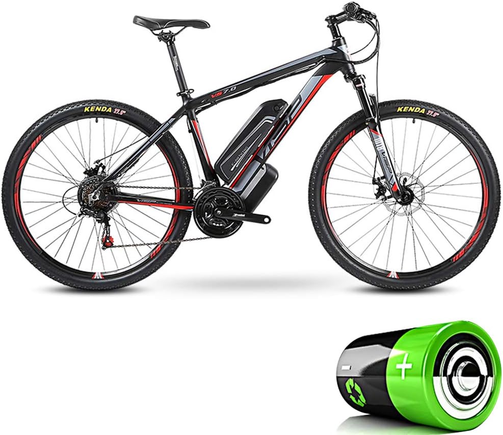 Hybrid mountain bike, adult electric bicycle detachable lithium ion battery (36V10Ah) snow cruiser road motorcycle 24 speed 5 speed assist system,27.5 * 17inch
