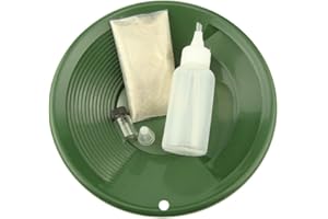 MAKE YOUR OWN GOLD BARS Gold Rush Mining Kit Real PayDirt-8" Green Gold Pan-Vial-Snuffer-Yukon-Nuggets-Fine Gold-River-Camping-Gravel-Black Sand-Concentrates-Clean Up-8 inches