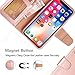 Arae Compatible with iPhone X/Xs, Premium PU Leather Wallet Case Wrist Straps Flip Folio Kickstand Credit Card Pockets Compatible with iPhone X (2017) / Xs (2018) 5.8 inch Rose Gold