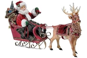 KURT S. ADLER Kurt Adler Fabriché 10-Inch Santa in Sleigh with Deer Tablepiece