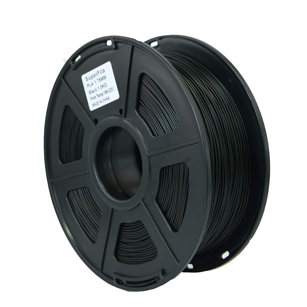 Superfila PLA 3D Printer Filament for Ender 3 V2/Ender 3 Pro, Dimensional Accuracy +/- 0.03 mm, 1 kg Spool, 1.75 mm, Black
