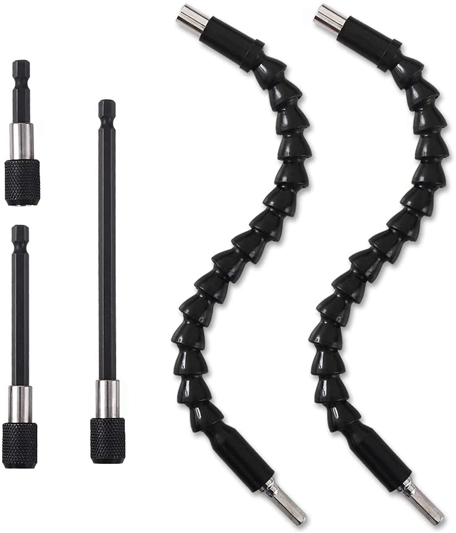 11.8 inch Flexible Drill Extension Bit,60mm/100mm/150mm Magnetic Screwdriver Bit Holder for Screws, Nuts, and Any Drill and Handheld Driver