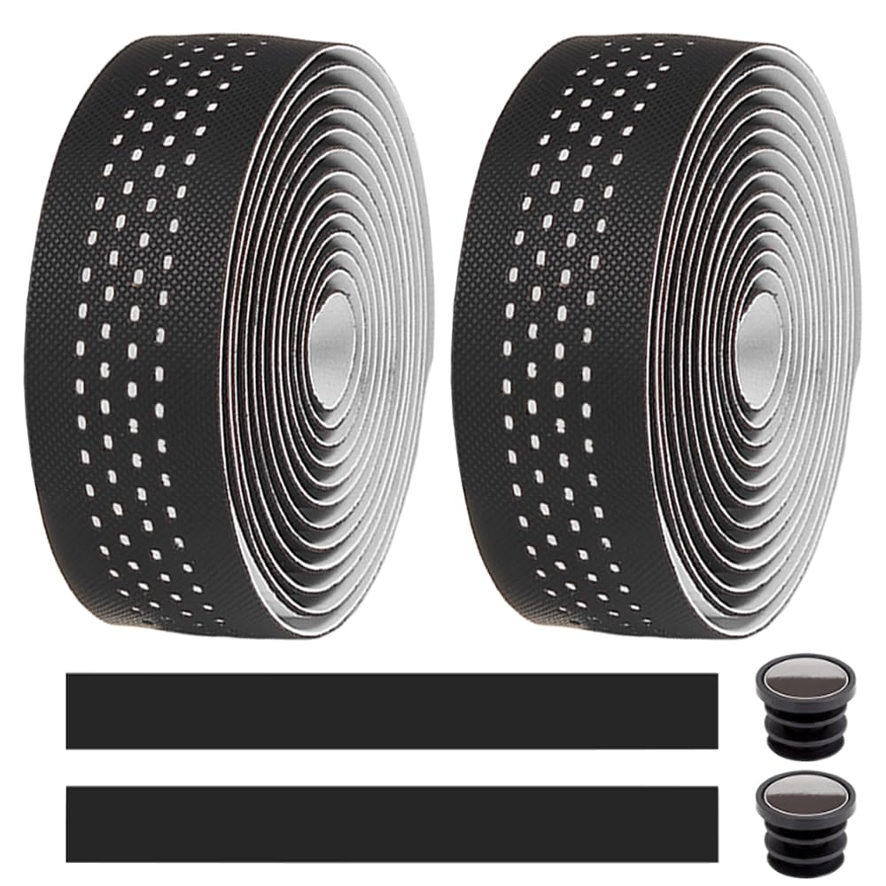 MOCNT Bicycle Handlebar Tape Breathable Cycling Bike Handlebar Tape PU EVA Handle Bar Grip Wrap Tapes Comfort Non Slip Shock Absorbent Road Bike Handlebar Drop Bar Tape White