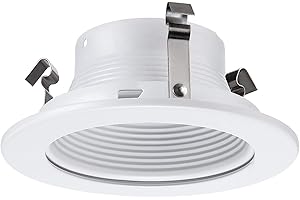 FOUR-BROS LIGHTING 4 Inch Light White Stepped Baffle Trim - for 4" Recessed Can, Fits Halo/Juno Remodel Housing, Four Bros Lighting SB4/WHT, 1 Pack