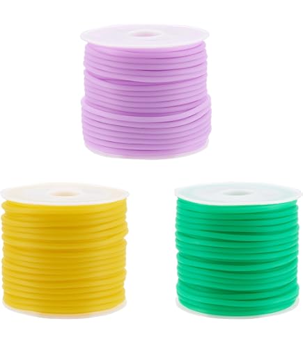 54 Yards 2mm Hollow Rubber Tubing Cord - 1mm Hole For Jewelry Making & Knitting Stitch Savers (Hot Pink)