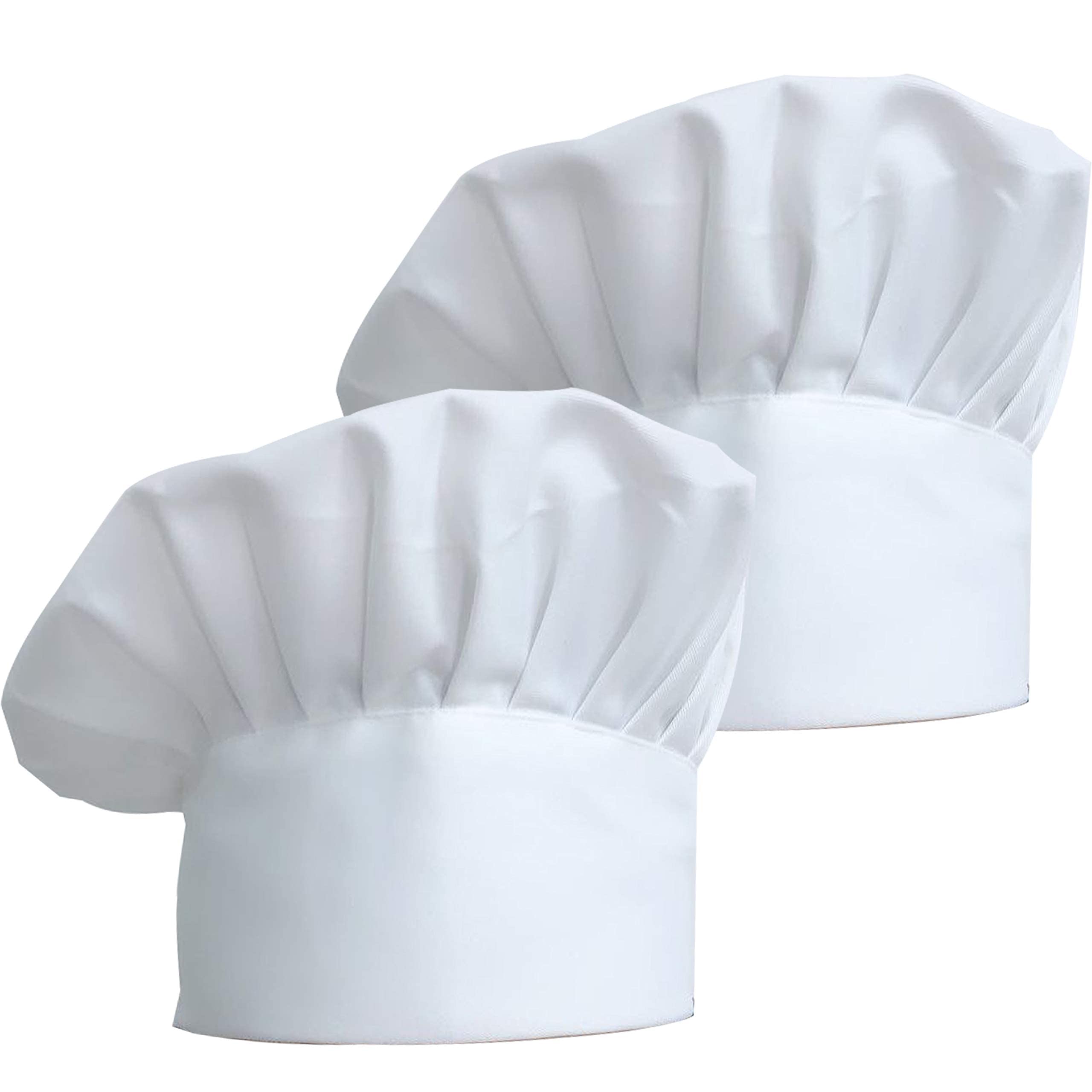ZKSMNB 2pcs Chef Hat Adjustable Elastic Kitchen Chef Cap with Breathable Cotton White Uniforms Baker Cooking Hat for Adults House Hotel Restaurant Use (UK, Alpha, S, L, 2white)