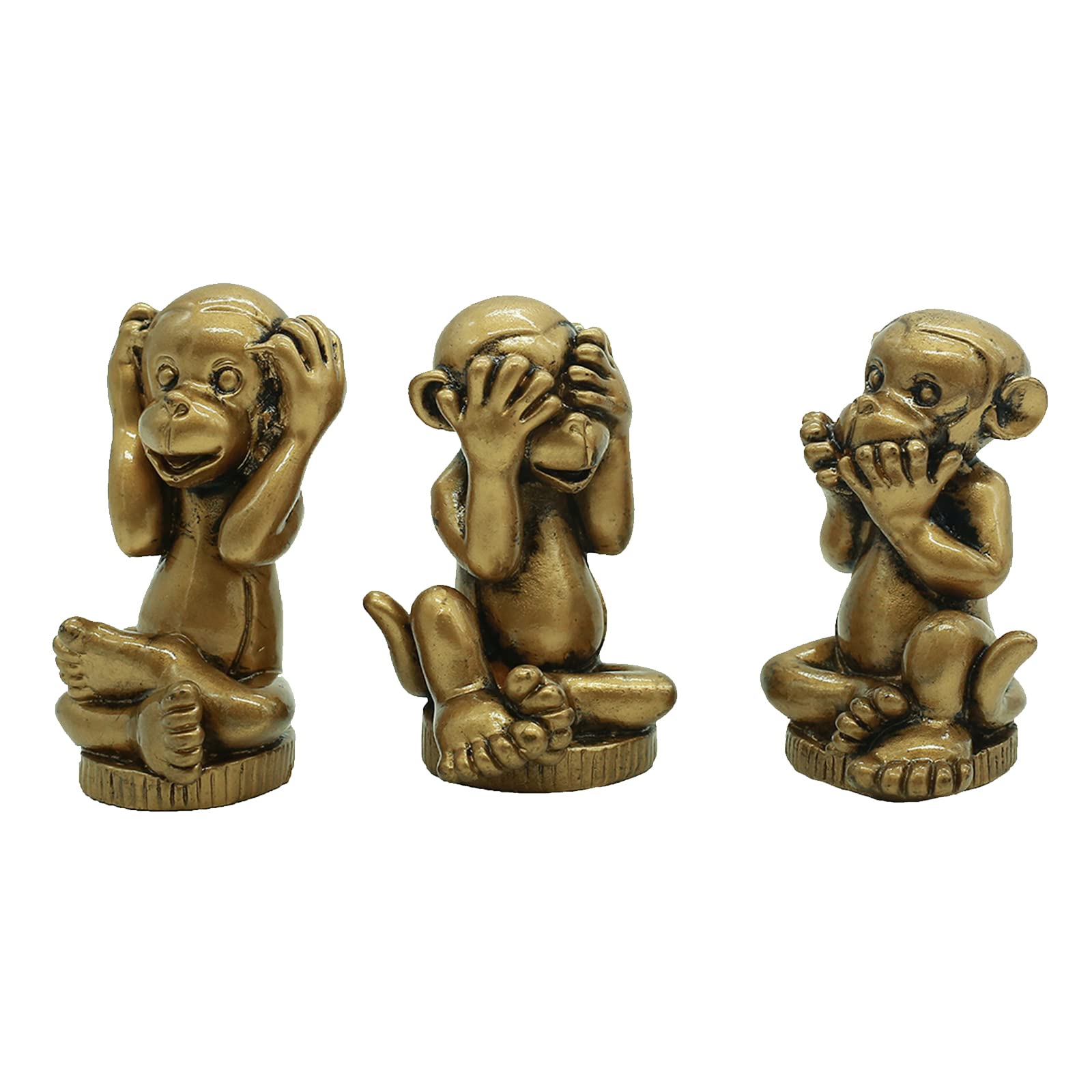STCREE Resin 3 Wise Monkeys See No Speak No Hear No Evil Statue Home Office Indoor Ornament Collection 6cm(H) TQGJST53