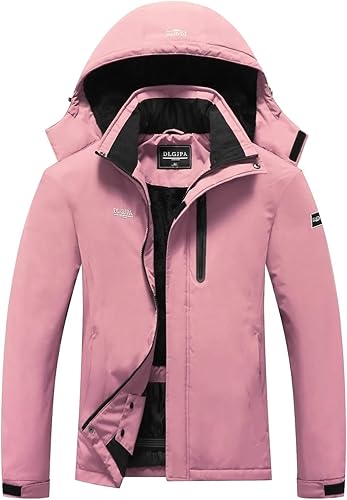 DLGJPA Women's Mountain Waterproof Ski Jacket Hooded Windbreakers Windproof Raincoat Winter Warm Snow Coat