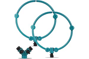 HEYTIMI 2Pcs 360° Tree Water System Tree Watering Ring 13 Inch Circle Sprinkler and Irrigation System Targeted Water with Y Hose Splitter for New Tree Outdoor Plants Raised Garden Beds Shrubs (Green, Small)