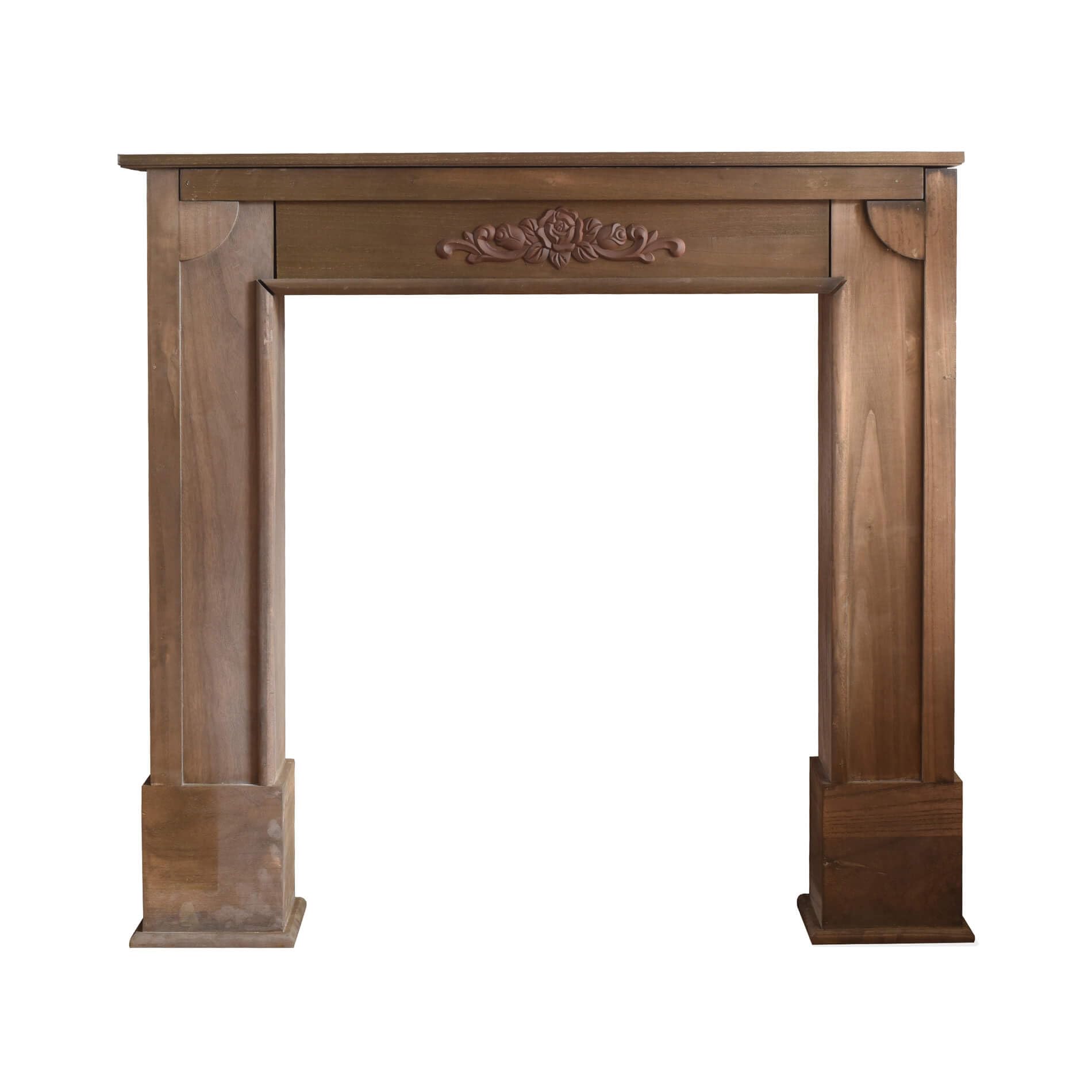 Rebecca Mobili Brown fireplace frame decoration, shabby mantelpiece frame, for living room - Dimensions: 98.5 x 96.5 x 22.5 cm (HxWxD) - Art. RE4862