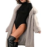 Gudasuo Leather Jacket Women Trench Coat Long Loose Button Jacket Open Front Motorcycle Coat with Belt