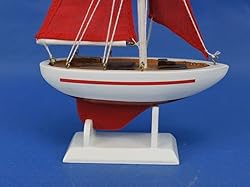 Hampton Nautical Red Sailboat with Red Sails