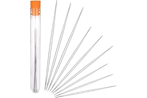 10pcs Beading Needles for Jewellery Making, 5 Sizes Big Eye Needles for Seed Beads, Large Eye Needles with Clear Storage Bott