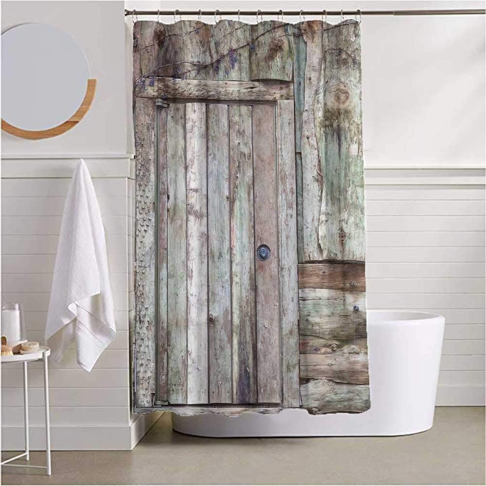 Rustic Wood Barn Door Shower Curtains For Bathroom, Western 8B8