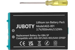 JUBOTY 950mAh 2023 New Upgrade GBA SP Battery Replacement for Nintendo Gameboy Advance SP Models AGS-001 AGS-003 SAM-SPRBP Game Console, Rechargeable Lithium-ion Battery with 1 Repair Tool