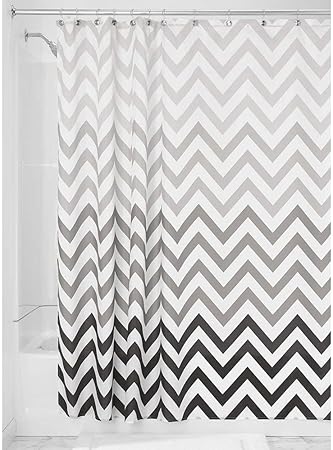 Interdesign Ombre Chevron Rideau De Douche Textile 1830 Cm X 1830 Cm Rideau Douche Et Baignoire En Polyester Rideau Avec Motif En Zigzag Gris