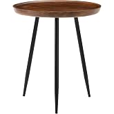 MH London Tri Pin Side Table I Handmade Metal Frame & Natural Mango Wood, Naturally Moisture Resistant, Maintenance Free I 23