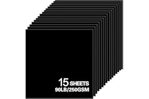 BONMIY 15Sheets Black Cardstock Paper, 12x12 Card stock for Cricut, Thick Construction Paper for Card Making, Scrapbooking, Craft 90 lb / 250 gsm (Black)