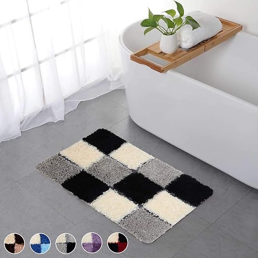 Top Finel Luxury Bath Mat Microfiber Square Absorbent