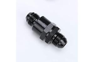 AC PERFORMANCE Black Aluminium -10 AN to AN10 Flare Inline Check Valve with Spring Design Inside Parts, Non Return One Way Check Valve Male Hose Fitting, Full Length 74.9MM, 7/8"x14 Thread
