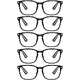 VIDEBLA 5 Pack Blue Light Blocking Reading Glasses,Spring Hinge Readers for Women Men,Anti UV Ray Filter Nerd Eyeglasses