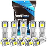 Marsauto 194 LED Bulb 6000K White 168 T10 2825 W5W 5SMD Replacement Bulbs for Car Dome Map Door Courtesy Side Marker Reading Glove Box License Plate Lights (Pack of 10)(Clear Lens Side Marker)