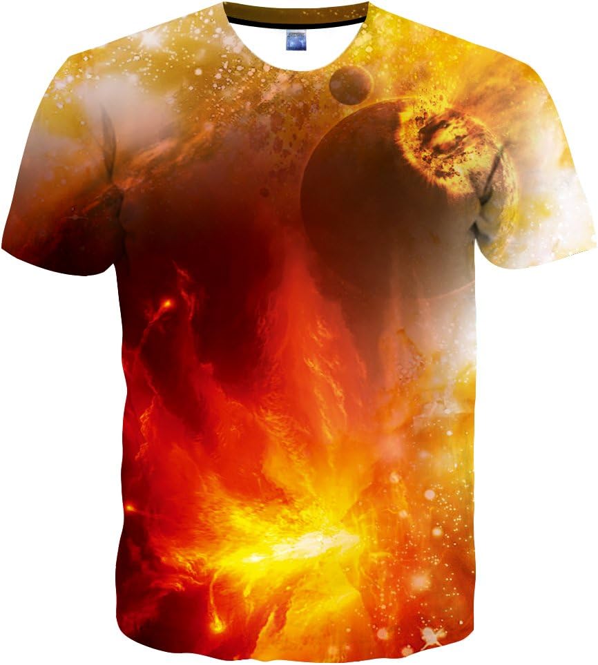 Syaimn Unisex 3D Pattern Printed Short Sleeve T-Shirts Casual Graphics Tees
